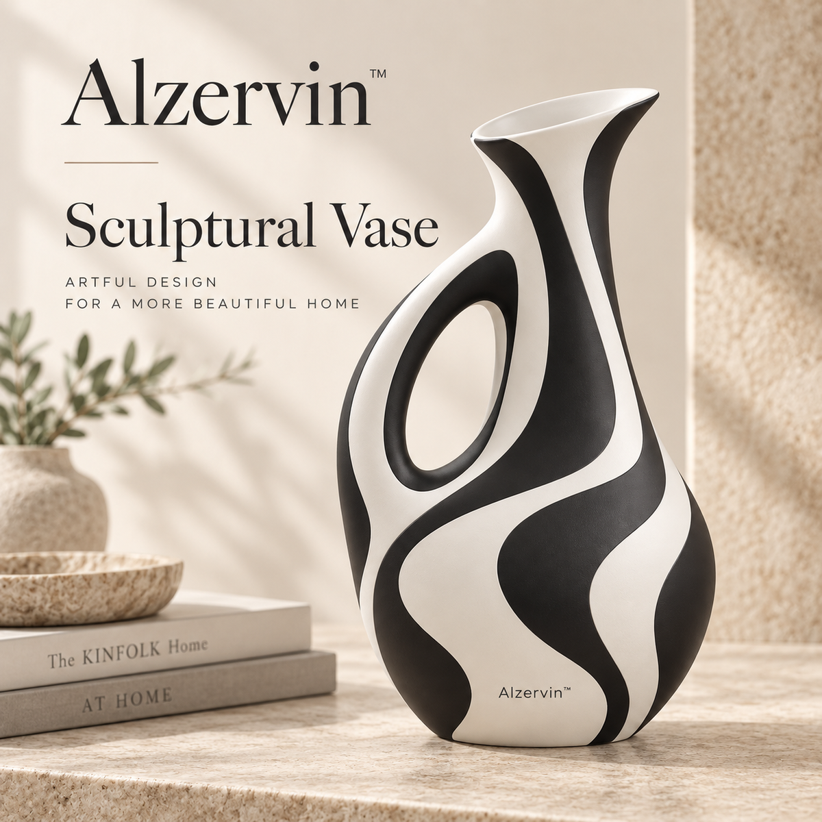 Alzervin™ Flowline Loop Handle Sculptural Vase