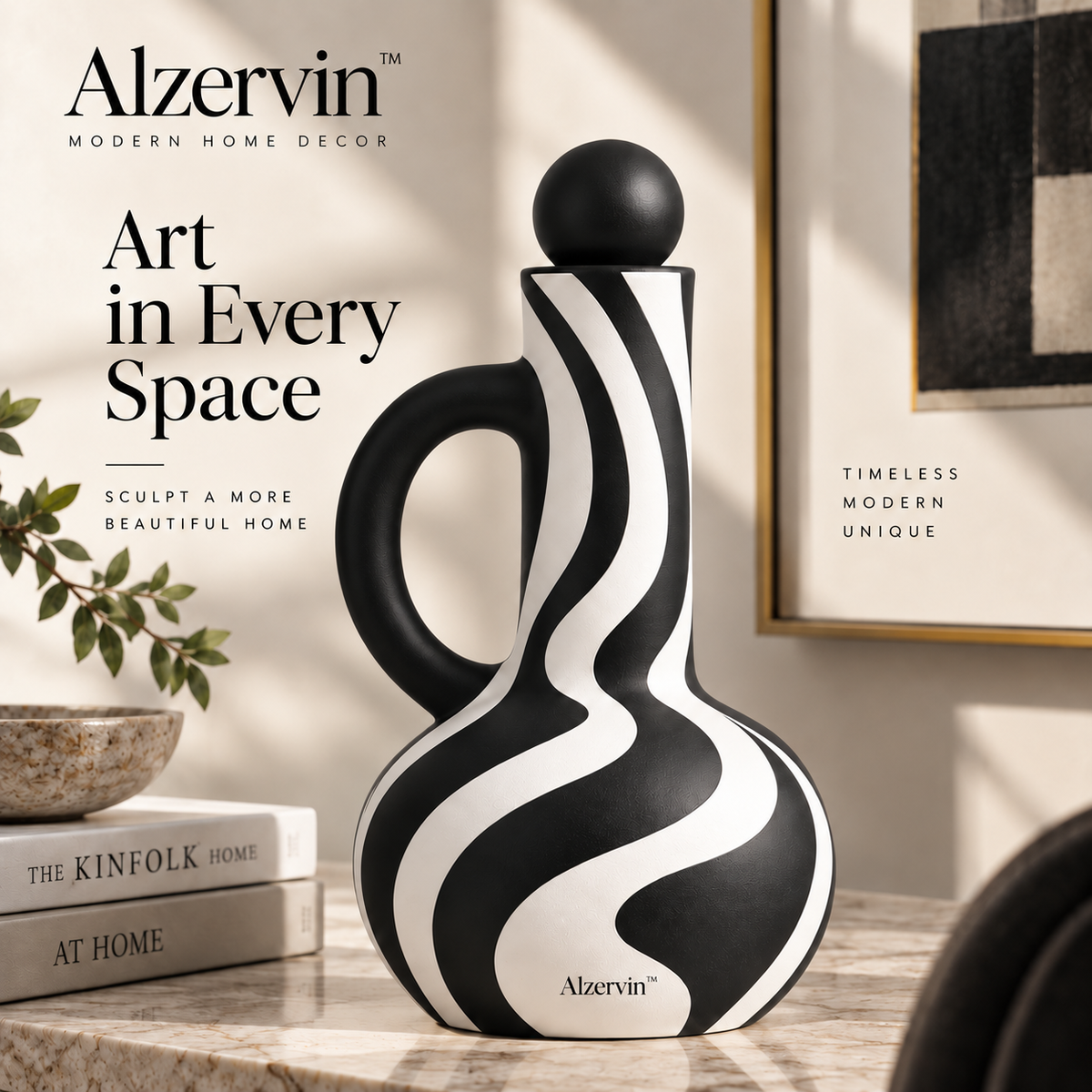 Alzervin™ Orb Top Abstract Vessel Sculpture