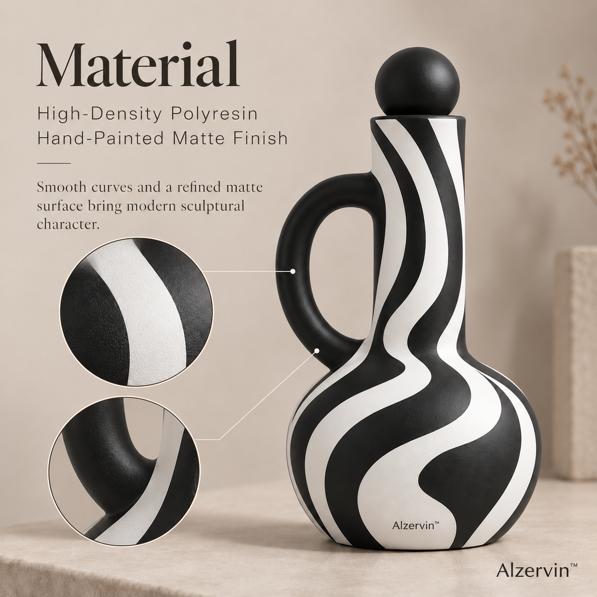 Alzervin™ Orb Top Abstract Vessel Sculpture