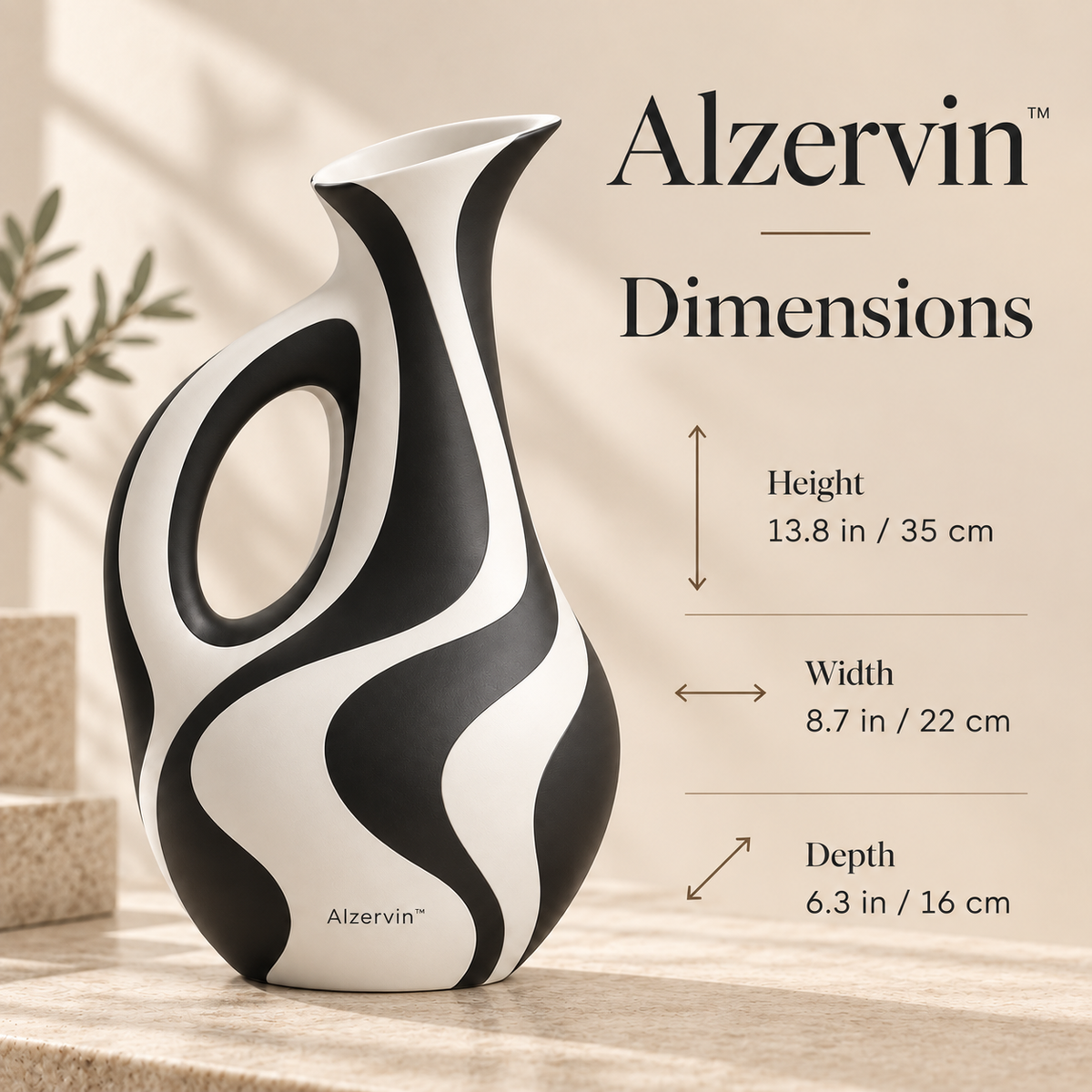 Alzervin™ Flowline Loop Handle Sculptural Vase
