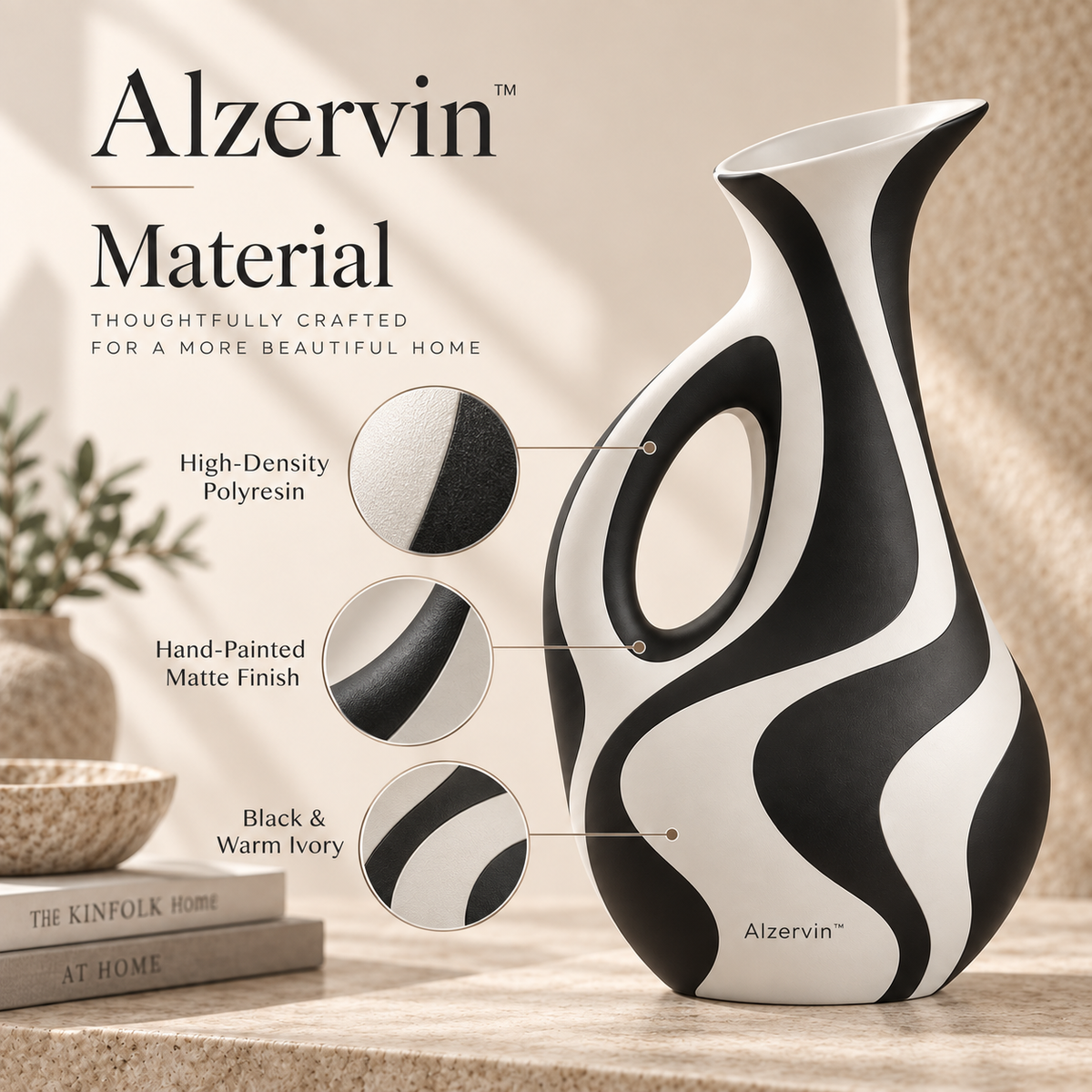 Alzervin™ Flowline Loop Handle Sculptural Vase