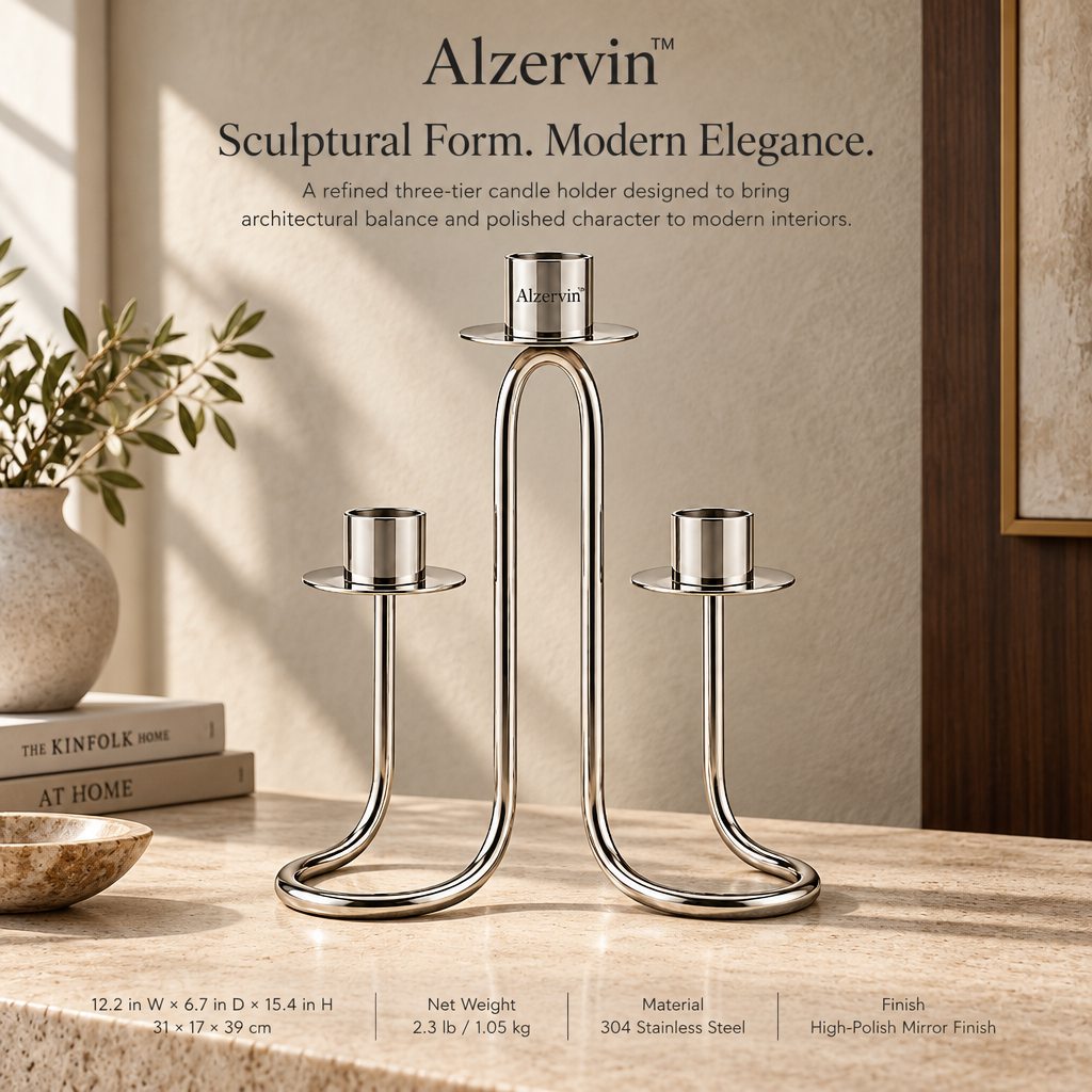 Alzervin™ Sculptural Triple Loop Candle Holder