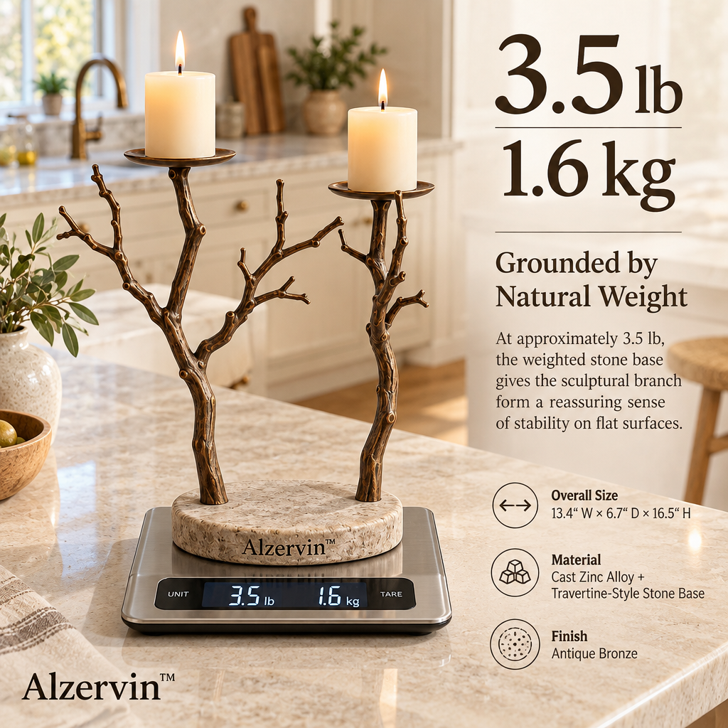 Alzervin™ Sculptural Flow Brass Taper Candle Holder