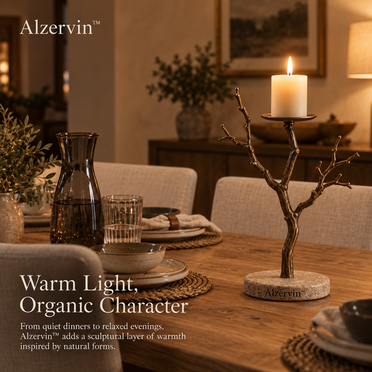 Alzervin™ Sculptural Flow Brass Taper Candle Holder