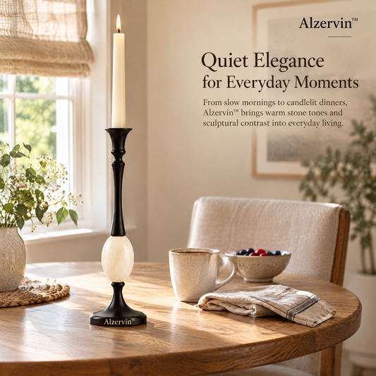 Alzervin™ Sculptural Onyx Accent Taper Candle Holder