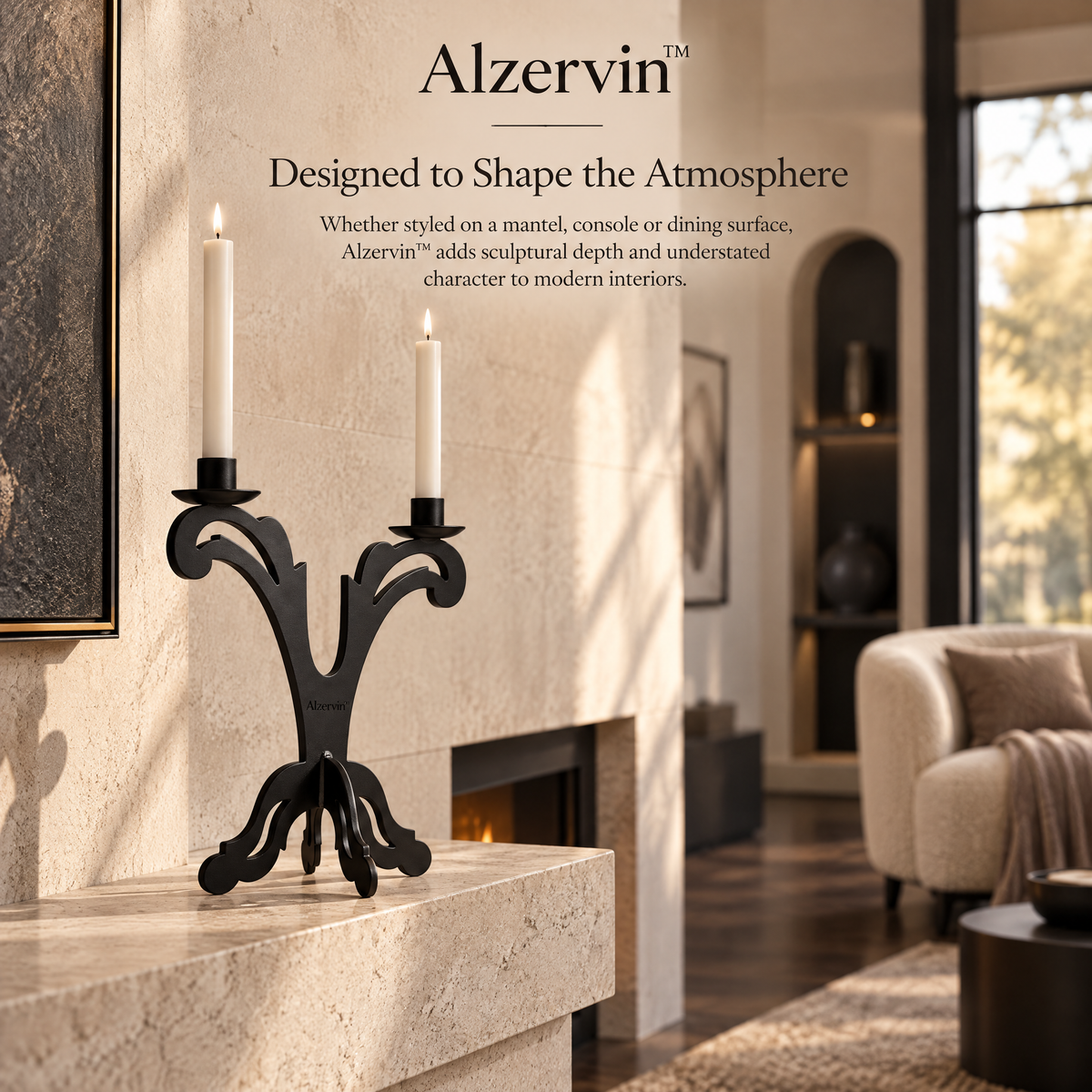 Alzervin™ Sculptural Double-Arm Taper Candle Holder
