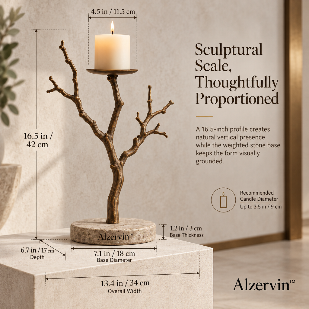 Alzervin™ Sculptural Flow Brass Taper Candle Holder