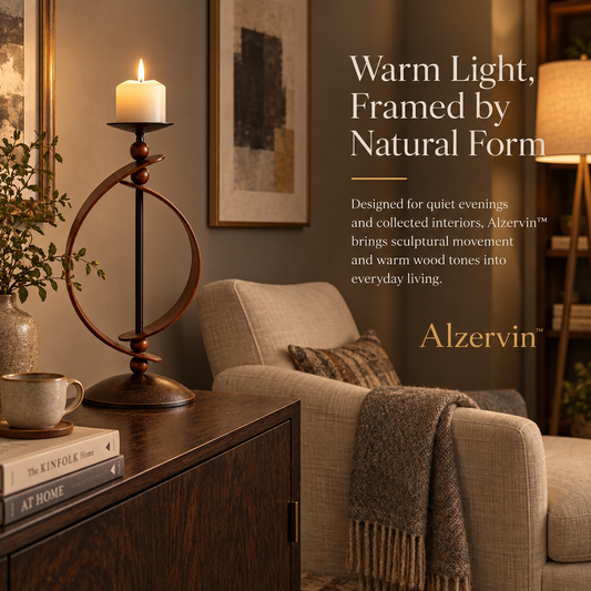 Alzervin™ Walnut Orbit Sculptural Candle Holder